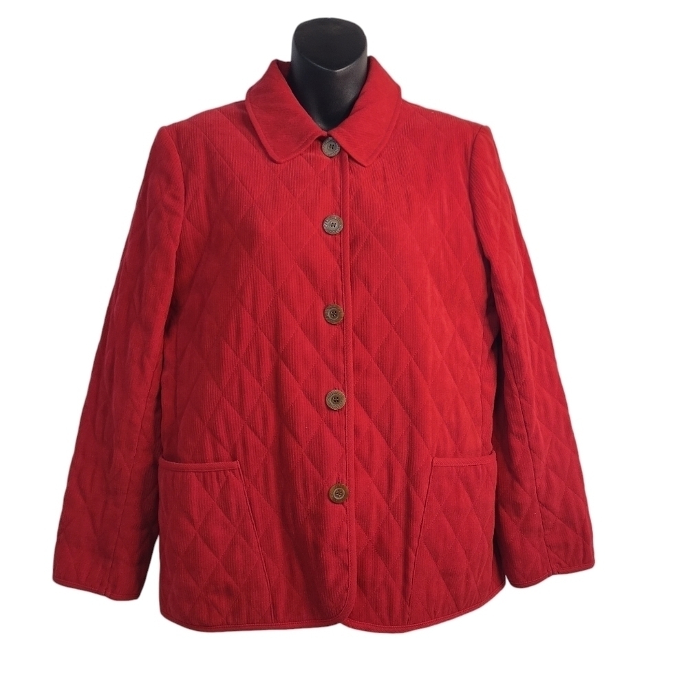Koret City Blues Jacket Women's Red Quilted Corduroy Jacket Size S